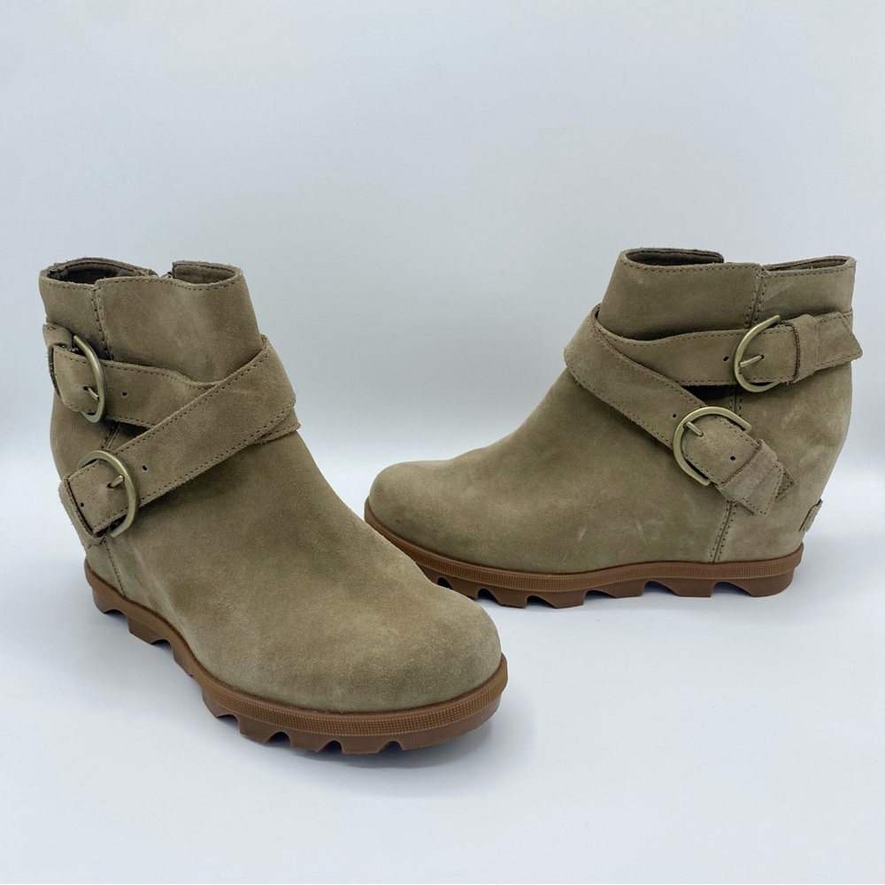 Sorel Khaki II Joan Of Arctic Wedge II Buckle Ankle Boot Size 7.5 - Picture 4 of 14